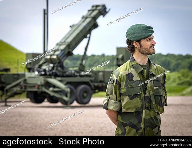 Prince Carl Philip during his visit at air defense regiment LV6 in Halmstad, Sweden, June 09, 2022, and shown the Air Defense System 103 (LvS103) Patriot