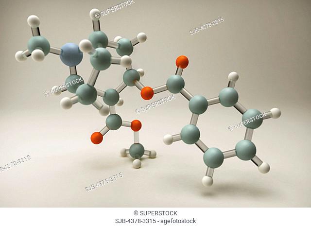 Molecular model of the drug Cocaine or Benzoylmethylecgonine