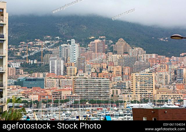 Many Stacked Aparment Buildings Skyscrapers in Monaco