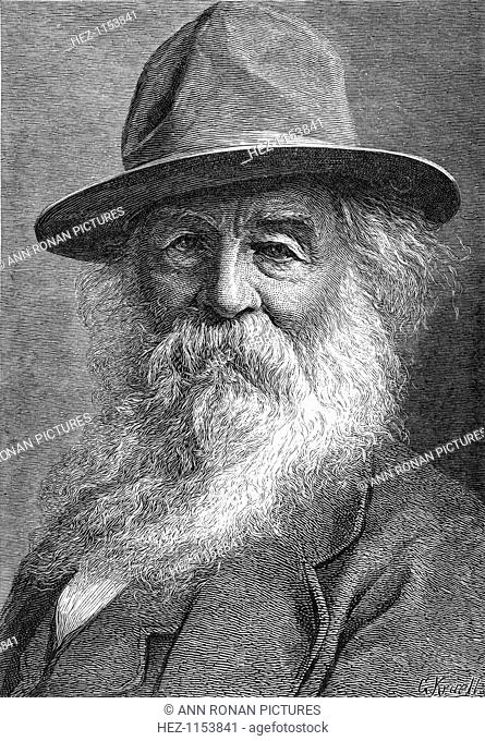 Walt Whitman (1819-1892), American poet, c1880s. Acted as a volunteer nurse during the American Civil War. From Scribners Monthly, (New York, 1880)