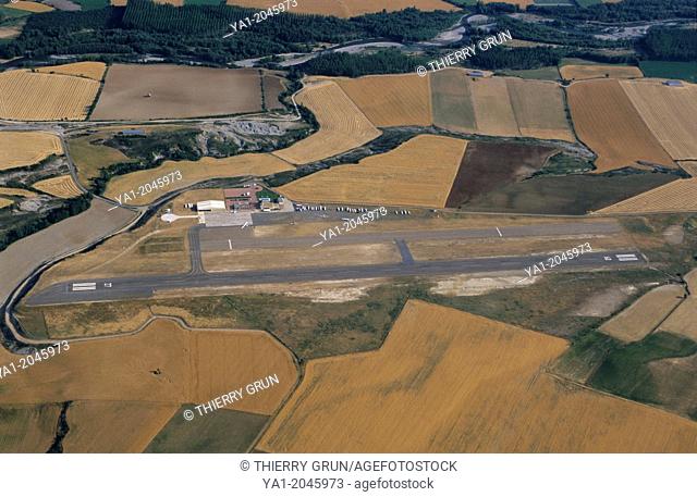 Aerial view of aerodrome of Santa Cilia de Jaca, Aragon, Spain