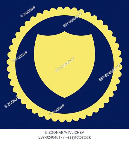 Shield flat yellow color round stamp icon