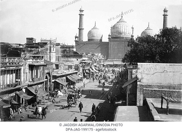 Vintage Photo of Jama Masjid, Delhi , Asia, India, 1913