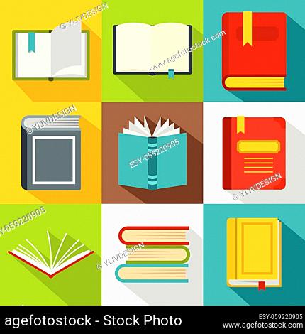 Library icons set. Flat illustration of 9 library vector icons for web