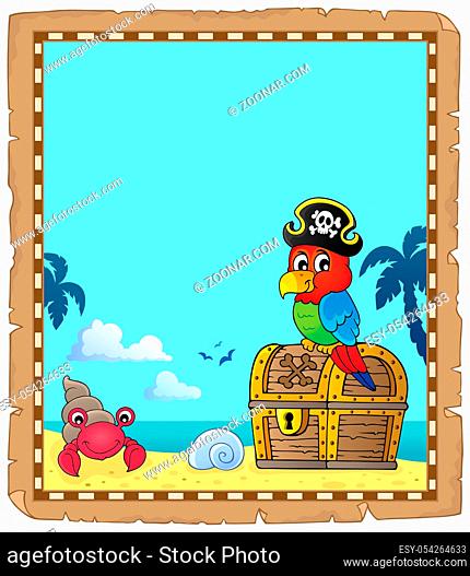 Parchment with pirate parrot theme 1 - picture illustration