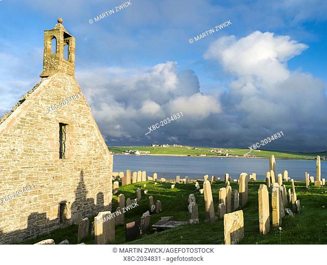 Pierowall the main village on Westray, a small island in the Orkney archipelago. St. Mary s medieval Parish Church. europe, central europe, northern europe