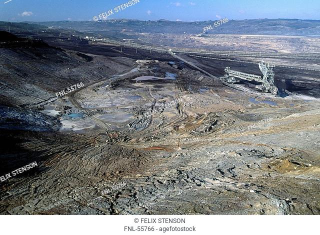 High angle view of coal mine, Galicia, Spain
