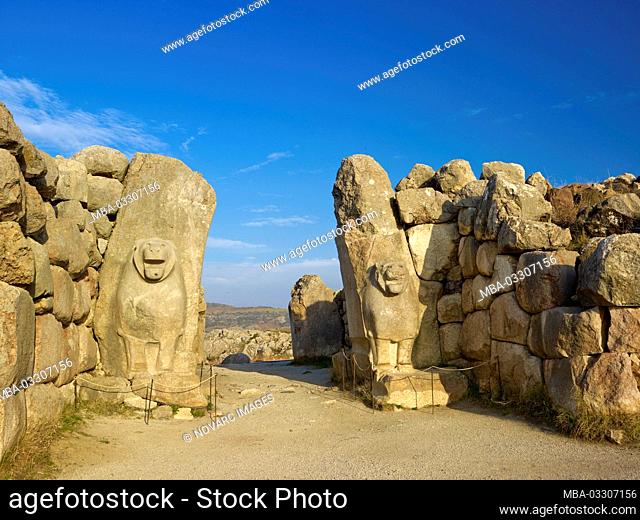 Lion Gate, Hattusha, Hittite capital, Bogazkale, Central Anatolia, Turkey