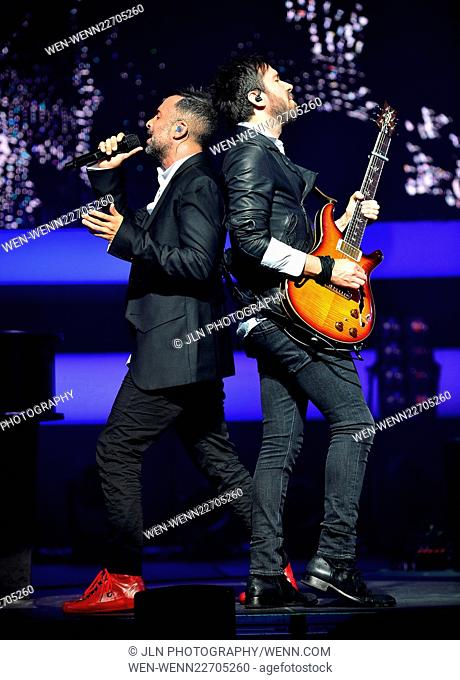 Mexican pop rock group Camila perform live in concert at the James L. Knight Center Featuring: Mario Domm, Pablo Hurtado Where: Miami, Florida