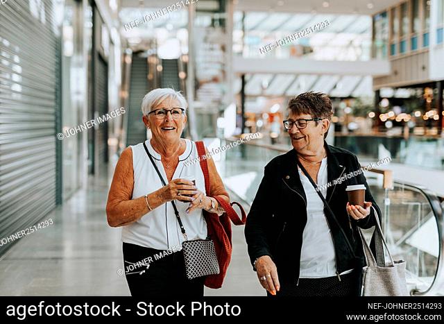 Senior women in shopping mall