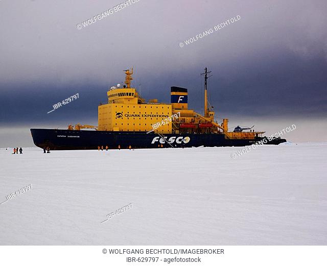 Ice breaker Kapitan Khlebnikov in the ice of the Ross Sea in front of Cape Washington, Antarctic