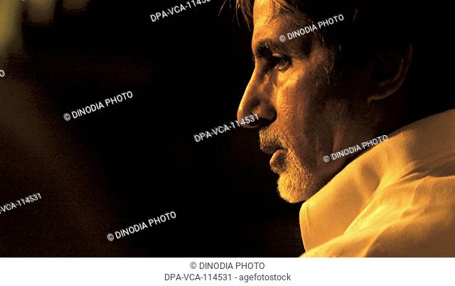 South Asian Indian Bollywood actor Amitabh Bachchan at a film promotion event ; Bombay Mumbai  ; Maharashtra ; India NO MR