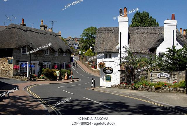 England, Isle of Wight, Shanklin Old Village, A view of the main street in Shanklin Old Village