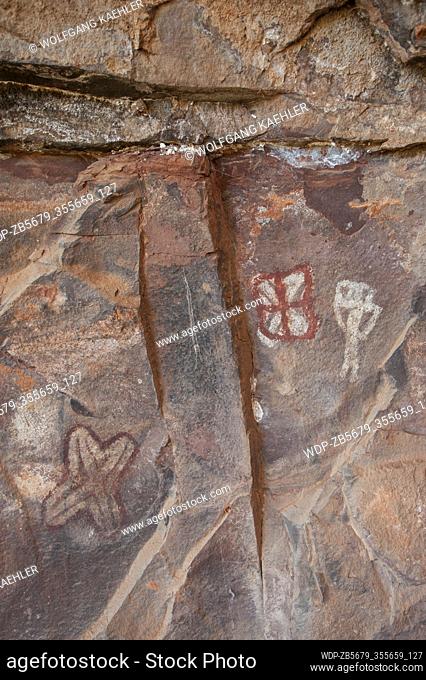 View of pictographs dating back up to 10, 000 years at the Palatki Heritage Site in the Red Canyon near Sedona, Arizona, USA