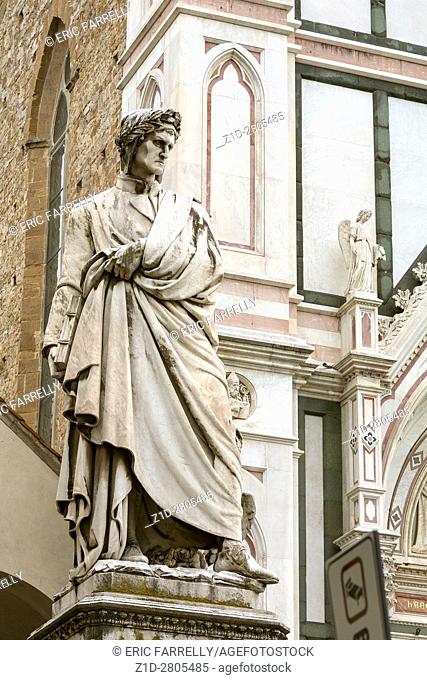 Dante monument in front of Santa Croce Florence Italy