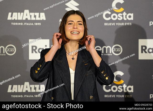 Italian actress Maria Chiara Giannetta in the Press Room of the 72 Sanremo Music Festival. Sanremo (Italy), February 4th, 2022
