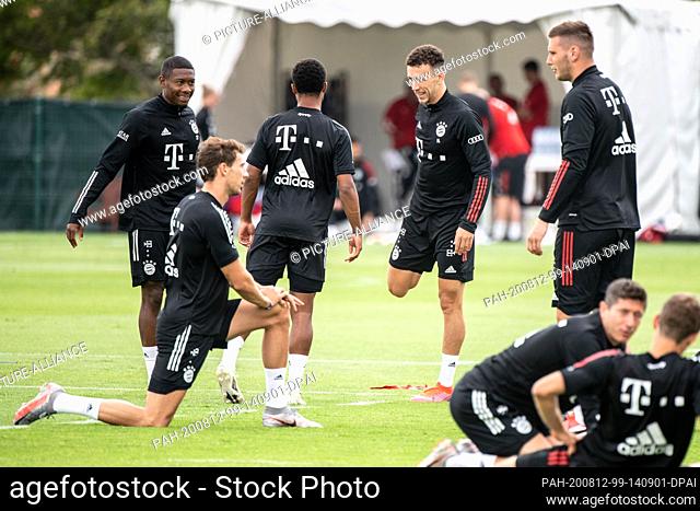 12 August 2020, Portugal, Lagos: Football: Champions League, FC Bayern in training camp in the Algarve before the final tournament in Lisbon