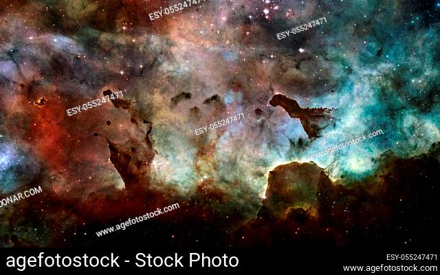 Sparkle shinny blue star particle motion on black background, starlight nebula in galaxy at universe. Space background. Elements of this image furnished by NASA