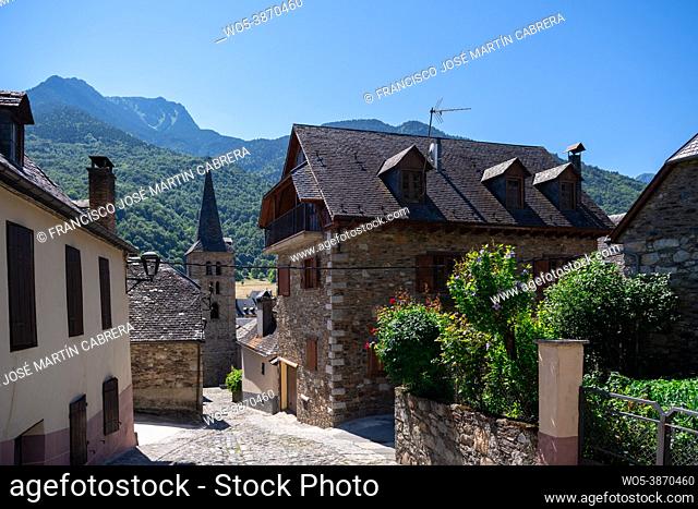 Streets of the Pyrenean village of Bosost, located in the Aran Valley, Spain