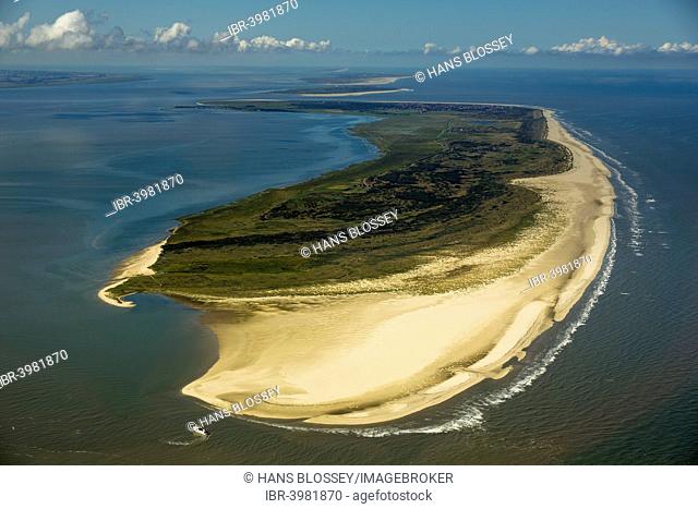 Aerial view, Osterhook, Wadden Sea, North Sea, Langeoog, East Frisian Islands, East Frisia, Lower Saxony, Germany