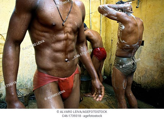Kusti wrestlers, Hanuman Akhara, Varanasi, Uttar Pradesh, India