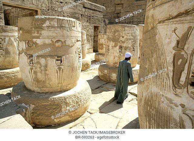 Guard, Medinet Habu, Mortuary Temple of Ramesses III, West Thebes, Luxor, Egypt, Africa