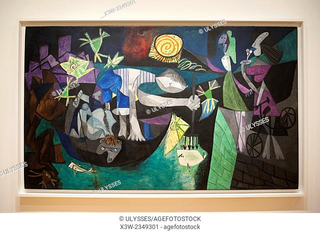 Nigth fishing at Antibes, 1939, painting by Pablo Picasso, MOMA, museum of modern art, New York, USA, America