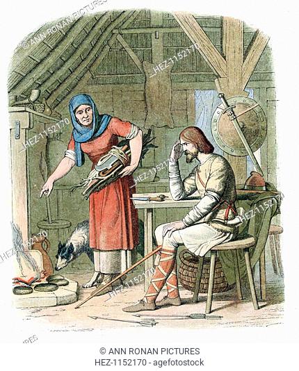 King Alfred burning the cakes, 878 (1864). Legend has it that Alfred (849-899), offered shelter from the Danes by a woman at Athelney in the Somerset marshes
