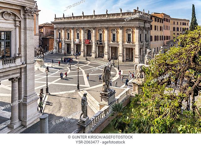 Palace of the Conservators at Piazza del Campidoglio, Capitoline Hill. The Capitoline Hill is the smallest of the seven hills of Rome