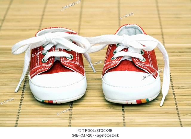 Pair of red baby shoes