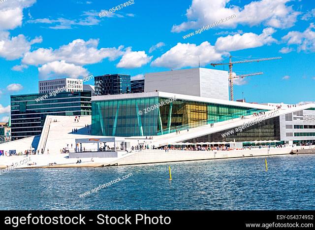 OSLO, NORWAY - JULY 29: The Oslo Opera House is the home of The Norwegian National Opera and Ballet, and the national opera theatre in Norway in Oslo