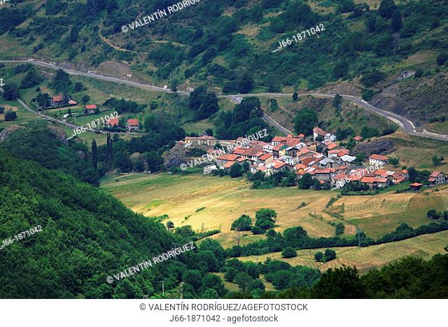 View of the village of Santa Marina de Valdeón  National Park Picos de Europa