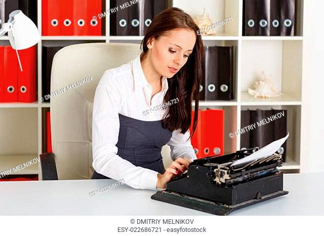Young woman with typewriter