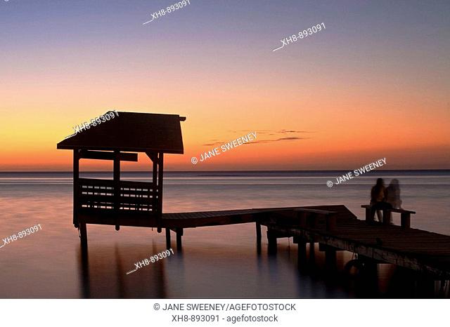 Jetty at sunset, West End, Roatan, Bay Islands, Honduras