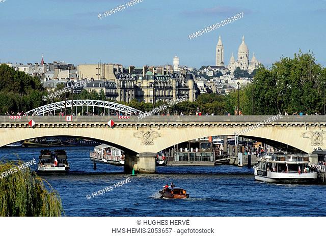 France, Paris, area listed as World Heritage by UNESCO, the bridge of Jena and the Seine river
