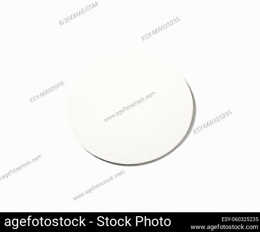 Blank beer coaster isolated on white background. Clipping path