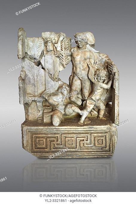 Roman Sebasteion relief sculpture of Agon Aphrodisias Museum, Aphrodisias, Turkey. . . The scene is an allegory of the athletic contest (or agon)