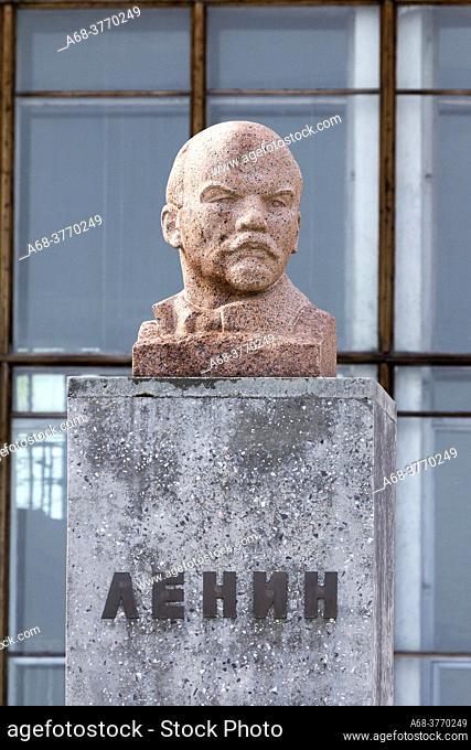 Bust of Lenin in the abandoned Russian mining town of Piramida on Svalbard, which is visited almost every day by tourists who come there by ship from...