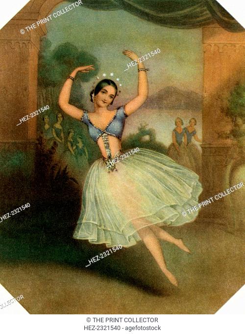 Carlotta Grisi in La Peri, 19th century. Italian ballerina Carlotta Grisi performed the dual role of Peri and Leila in La Peri in 1843