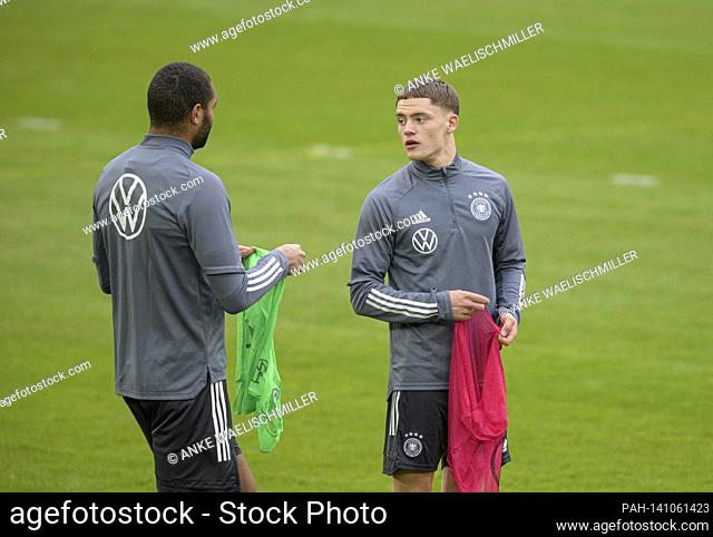 Jonathan TAH (GER) with Florian WIRTZ r. , Training national football team of men on March 23rd, 2021 in Duesseldorf / Germany.  | usage worldwide