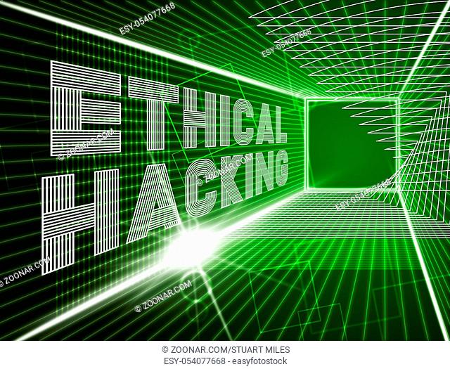 Ethical Hacking Data Breach Tracking 3d Illustration Shows Corporate Tracking To Stop Technology Threats Vulnerability And Exploits