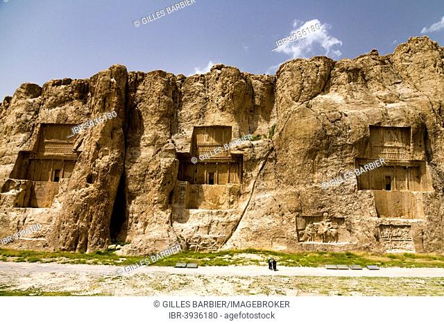 Naqsh-e Rostam, The four Achaemenid Tombs, carved in the Rock: Tomb of Darius II, Artaxerxes, Darius The Great, and Xerxes, Marvdascht, Fars, Iran