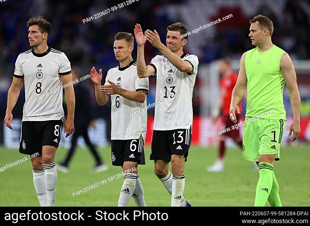 07 June 2022, Bavaria, Munich: Soccer: Nations League A, Germany - England, group stage, group 3, match day 2 at Allianz Arena, Germany's Leon Goretzka