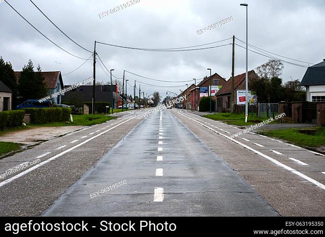 Kortenberg, Flemish Brabant Region, Belgium - April 1, 2023 - Empty motorway from Brussels towards Leuven