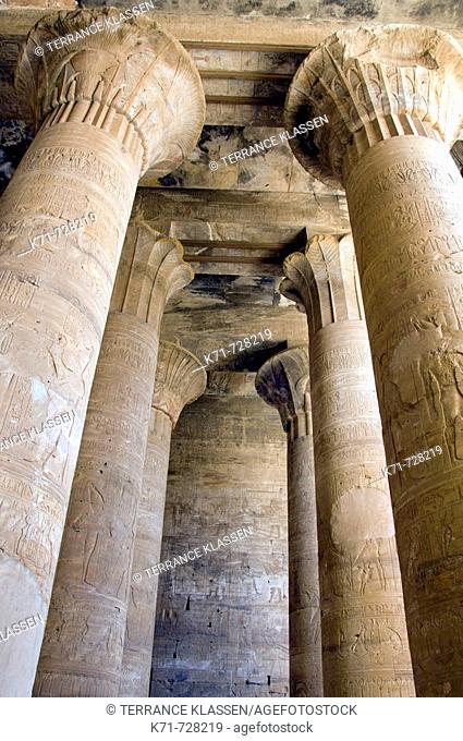 The ruins and remains of the Horus Temple at Edfu, Egypt