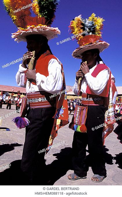 Peru, Puno Department, Lake Titicaca, harvest festival on Taquile island