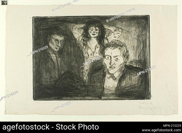 Jealousy - 1914 - Edvard Munch Norwegian, 1863-1944 - Artist: Edvard Munch, Origin: Norway, Date: 1914, Medium: Etching and drypoint on cream wove paper