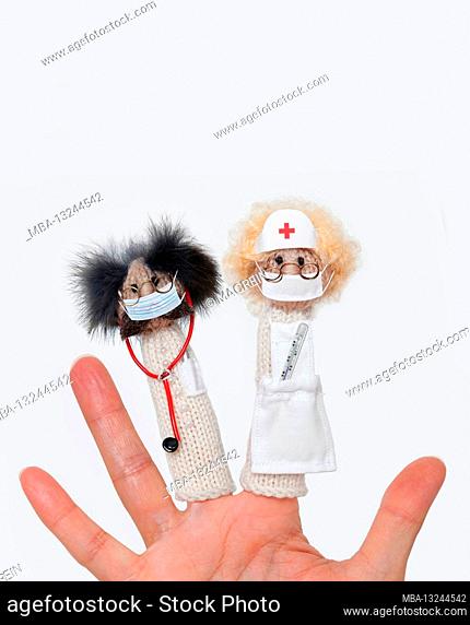 Doctor and nurse with mouth and nose protection
