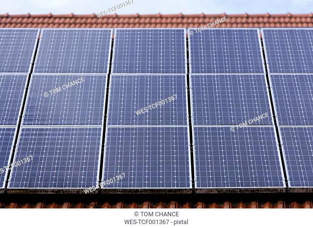 Germany, Bavaria, Dietramszell, solar cells on roof tof