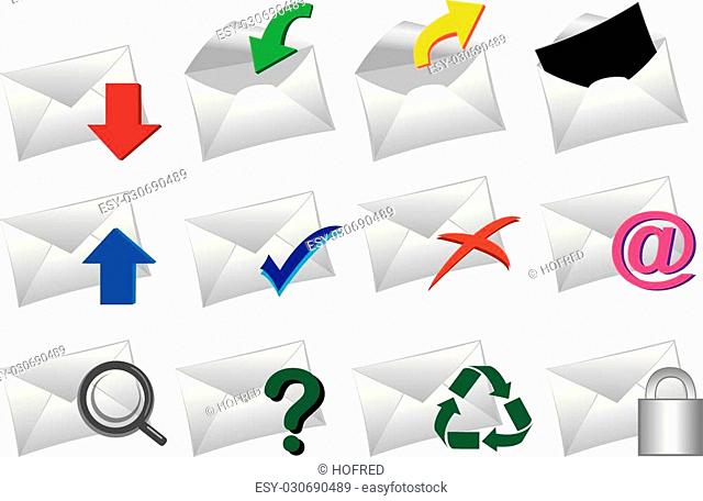 Vector Illustration of a set of mail icons
